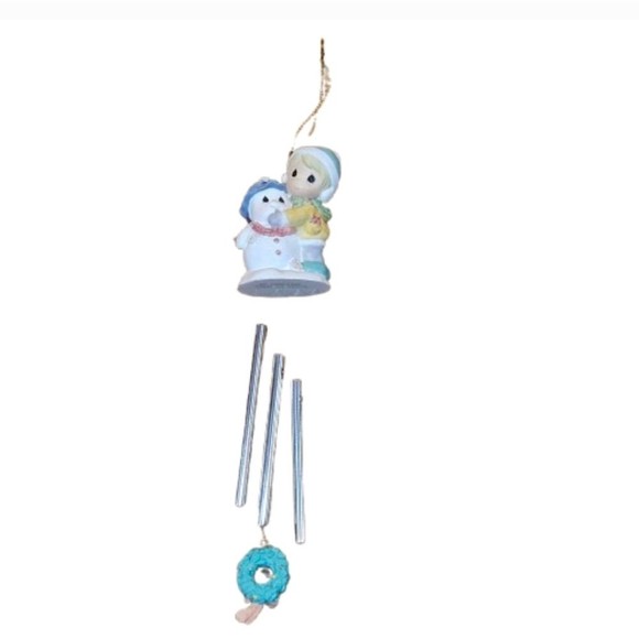 Precious Moments Girl / Snowman Wind Chime / Ornament 1999 Collection - Picture 2 of 10